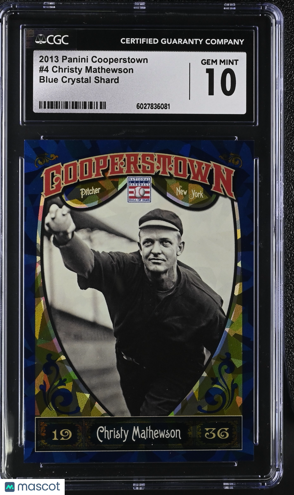 front-watermark-V2_7d807908-36da-43a6-9a1d-32b24dfcff6b 2013 Panini Cooperstown Christy Mathewson #4 CGC 10 - Image 1