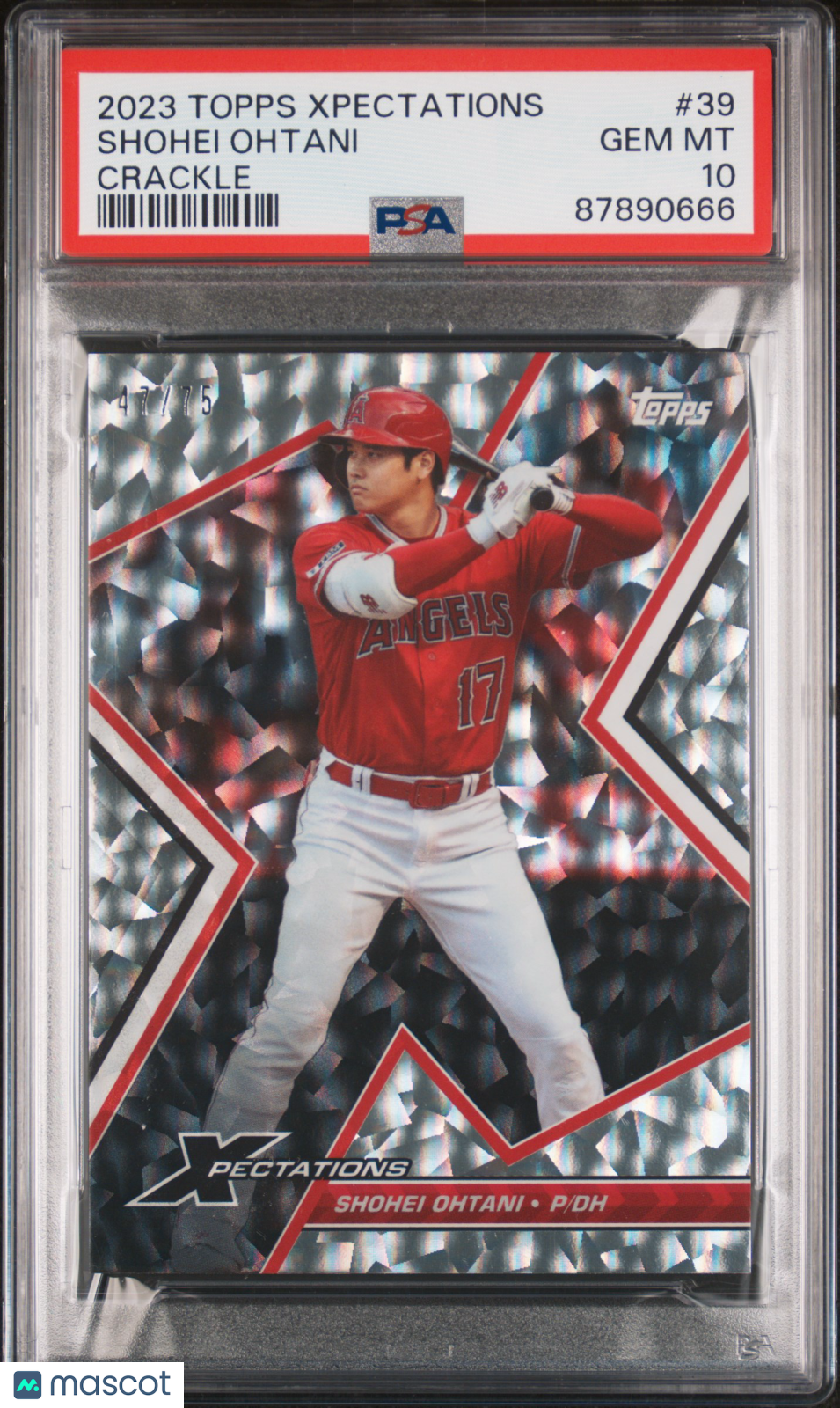 front-watermark-V2_82f43e89-6310-4e1f-b2e3-b432cb49e55b 2023 Topps Xpectations Shohei Ohtani #39 Crackle PSA 10 - Image 1