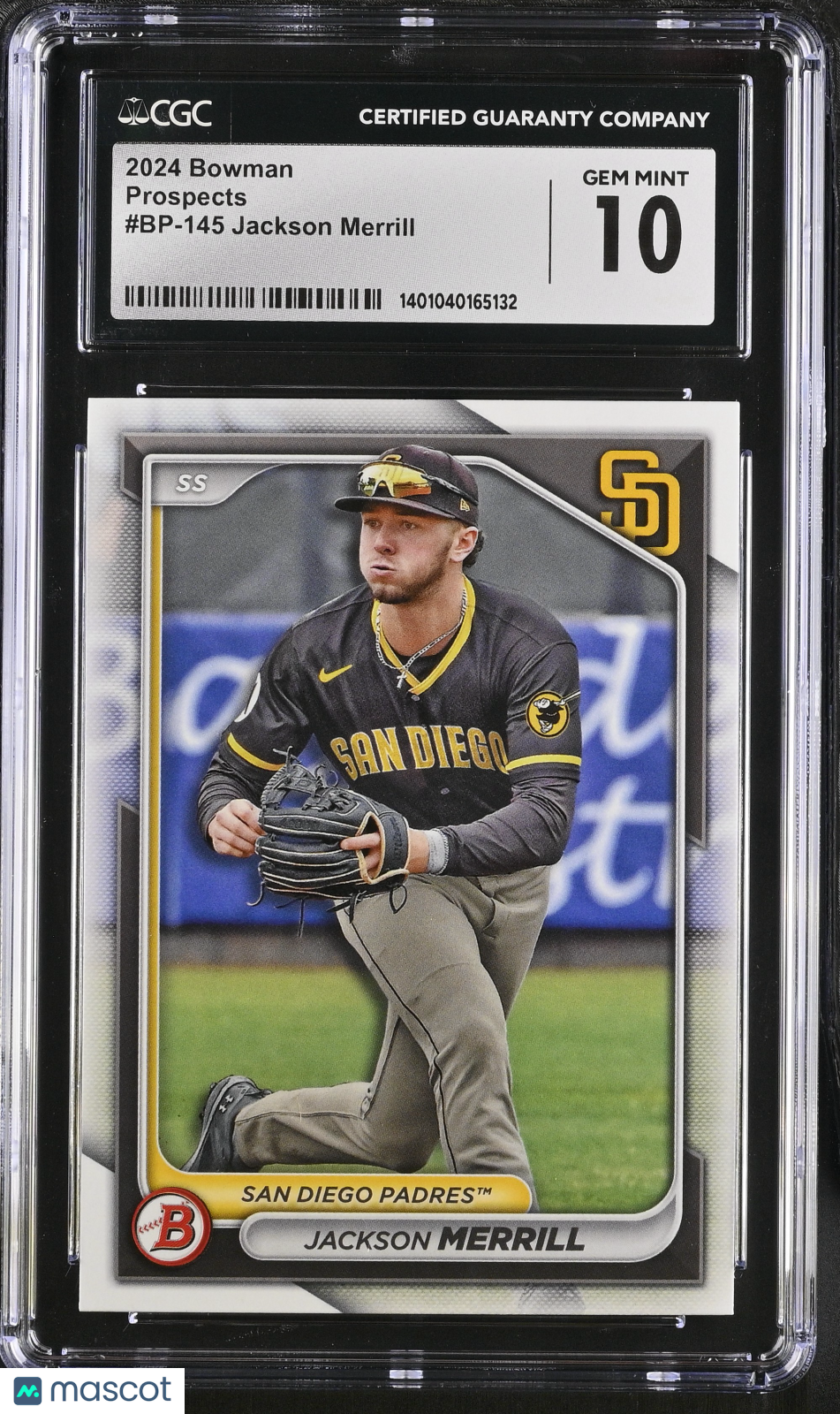 front-watermark-V2_83b36ac5-84ca-476b-b6a6-e761df0613cb 2024 Bowman Jackson Merrill #BP-145 Prospects CGC 10 - Image 1