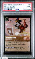 Disney Lorcana TCG Mickey Mouse #34 League Promo PSA 9