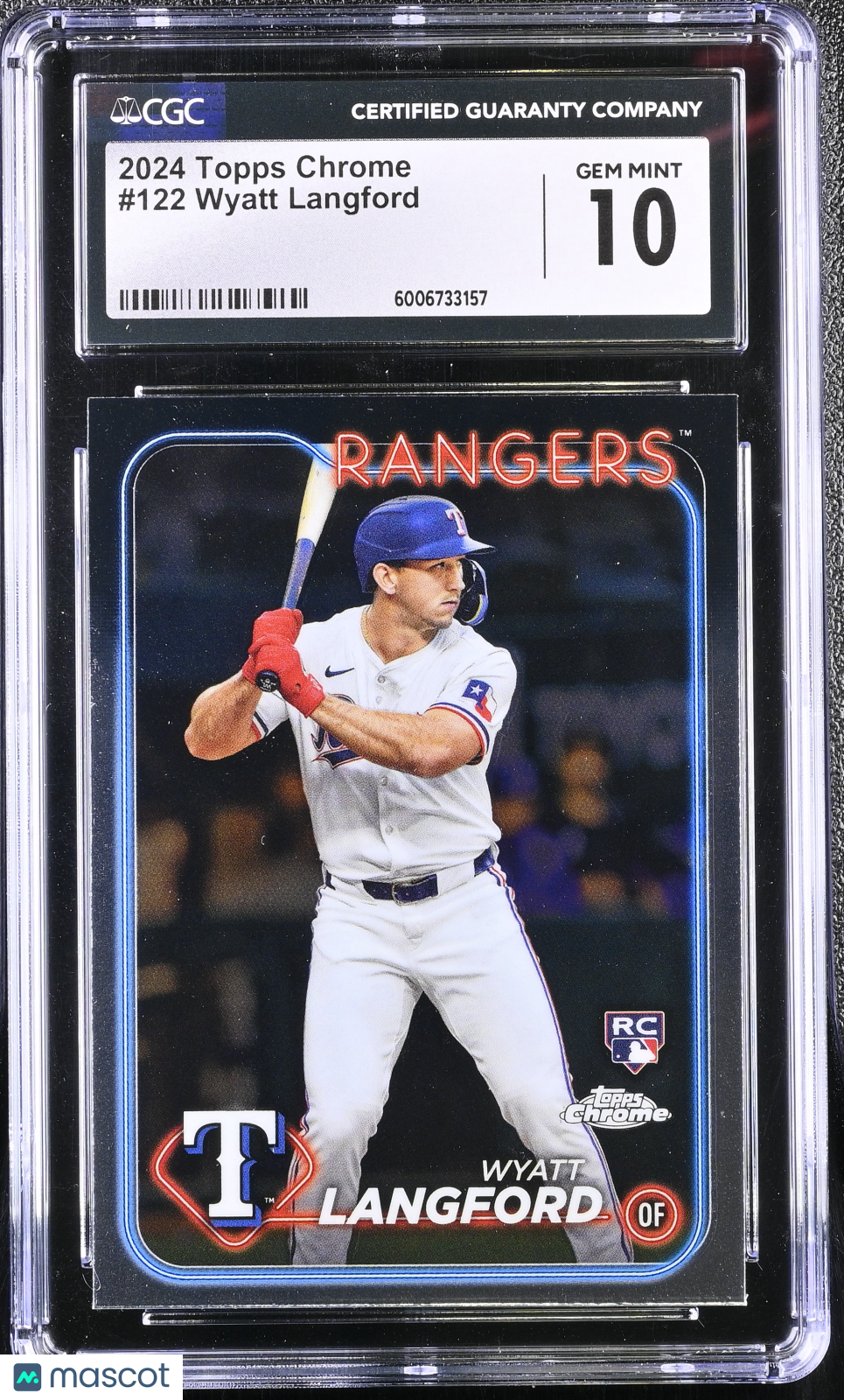 front-watermark-V2_880a821f-5b0f-4b5f-aa3a-075c1e1c59af 2024 Topps Chrome Wyatt Langford #122 CGC 10 - Image 1
