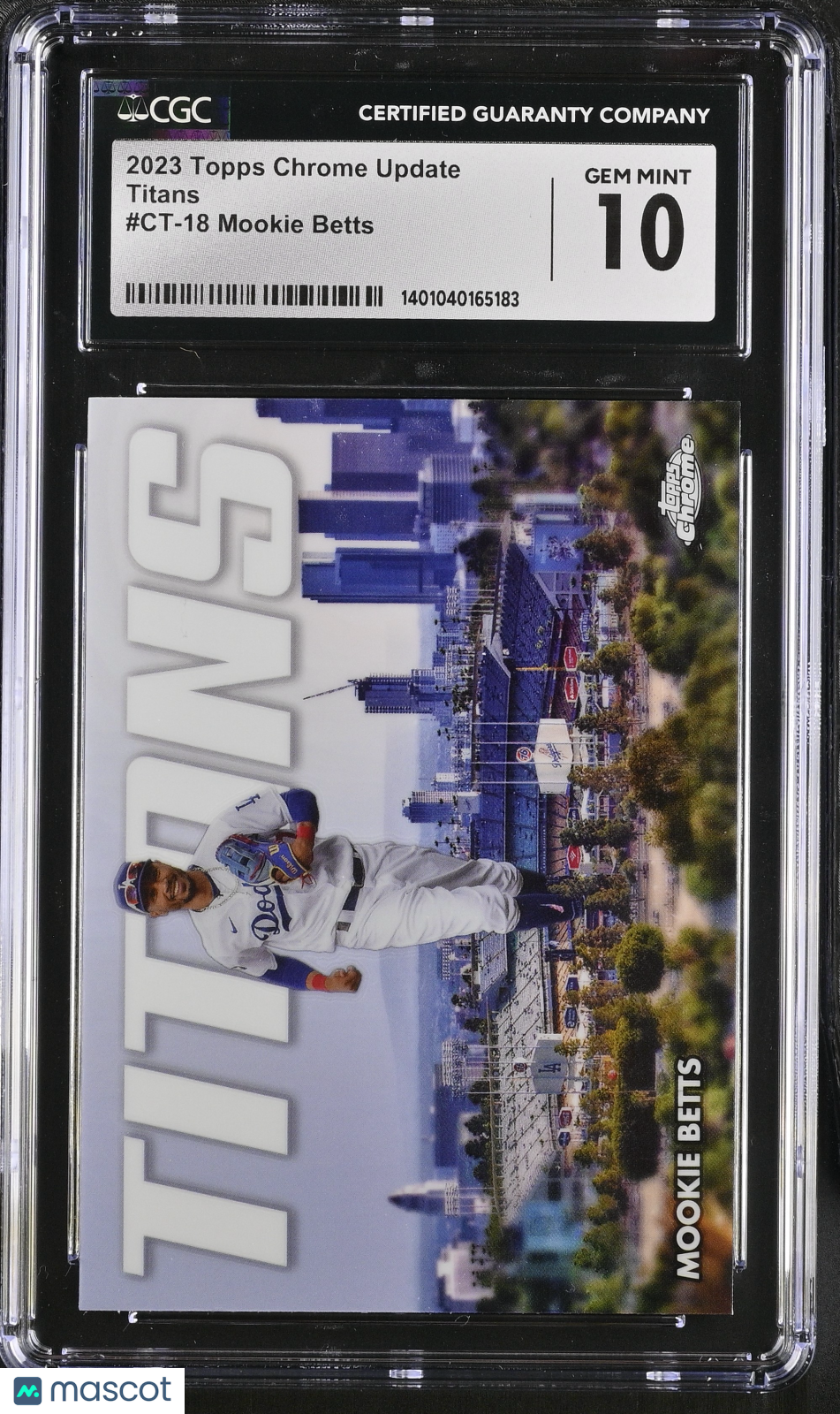 front-watermark-V2_889fc1d0-dca2-453c-94a4-b57dd17f89d3 2023 Topps Chrome Update Mookie Betts #CT-18 Titans CGC 10 - Image 1