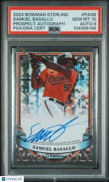 2024 Bowman Sterling Prospect Autographs Samuel Basallo #PASB PSA 10