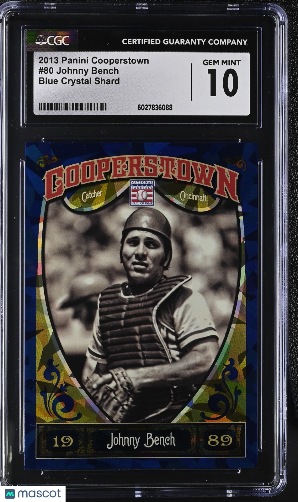 front-watermark-V2_8d124a9f-15c5-456b-ad2f-c8ca31d1ddba 2013 Panini Cooperstown Johnny Bench #80 CGC 10 - Image 1