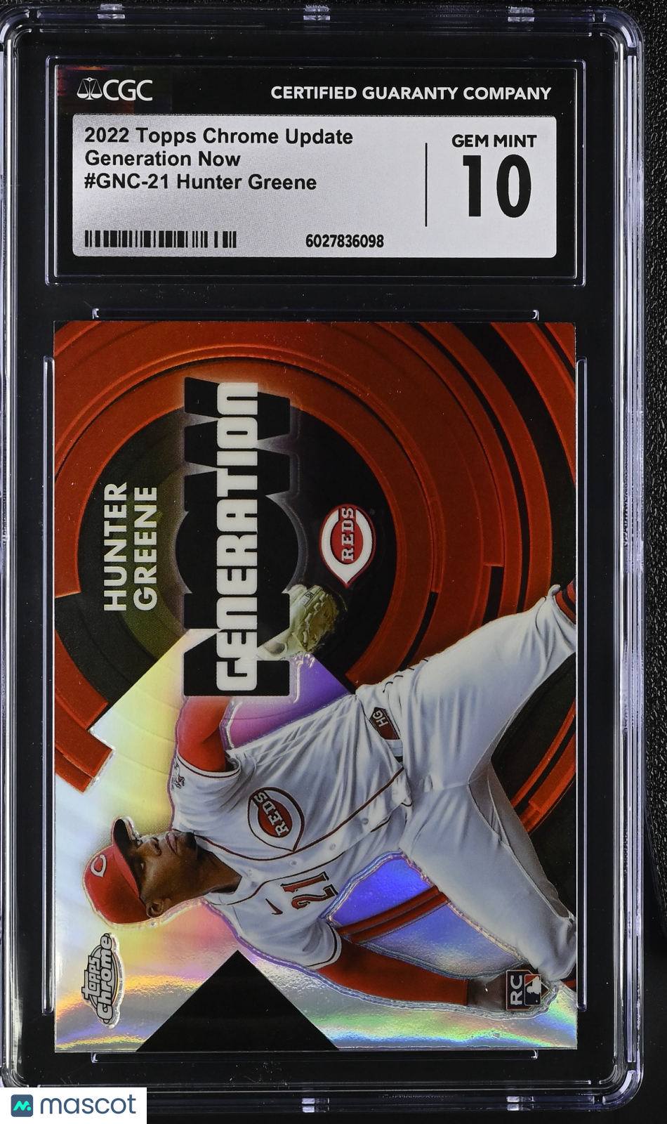 front-watermark-V2_98f1c9a2-6ac9-48e2-a576-9af08a60bb0d 2022 Topps Chrome Update Hunter Greene #GNC-21 Generation Now CGC 10 - Image 1