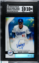 2020 Bowman Sterling Miguel Vargas #BSPA-MV Prospect Autograph Blue Refractor SGC 10 Auto 10