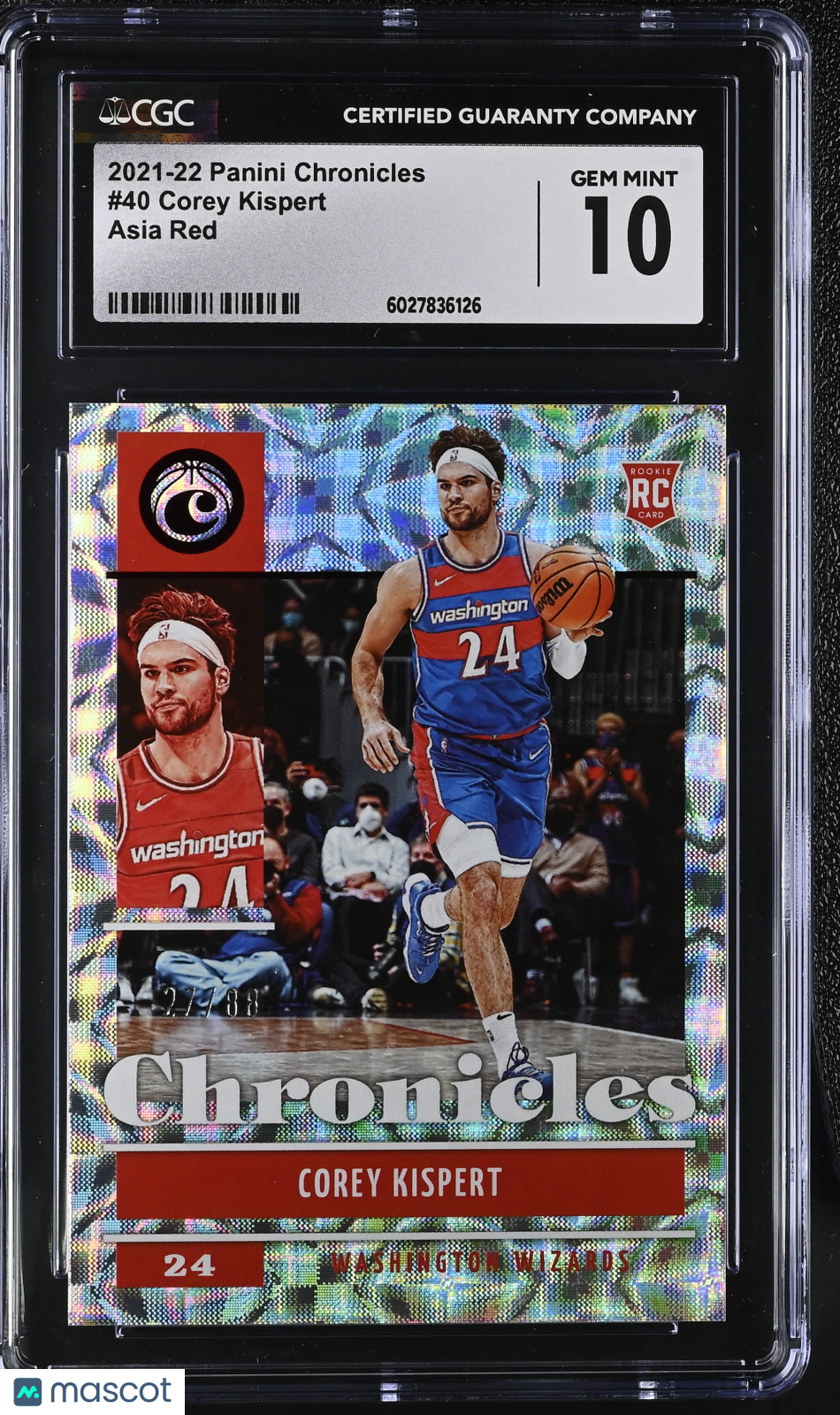 front-watermark-V2_a1d522fa-9944-4f29-9f07-41a60249d279 2021-22 Panini Chronicles Corey Kispert #40 CGC 10 - Image 1
