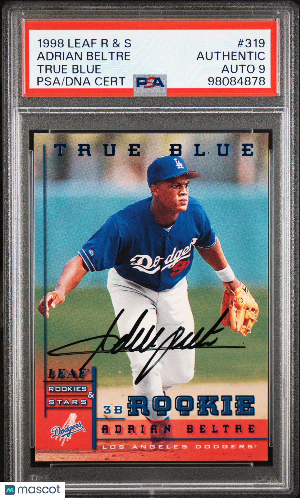 front-watermark-V2_a1ed7893-e705-4a7c-8133-a30a311eb616 1998 Leaf Rookies & Stars Adrian Beltre #319 PSA A - Image 1