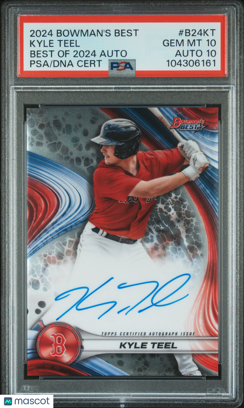 front-watermark-V2_a8d03182-8d10-4319-a4cd-41278800baf0 2024 Bowman's Best Best Of 2024 Autographs Kyle Teel #B24KT PSA 10 - Image 1