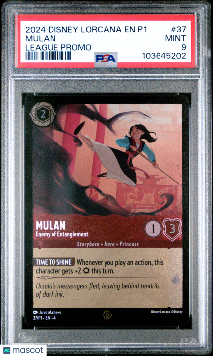 Disney Lorcana TCG Mulan #37 League Promo PSA 9