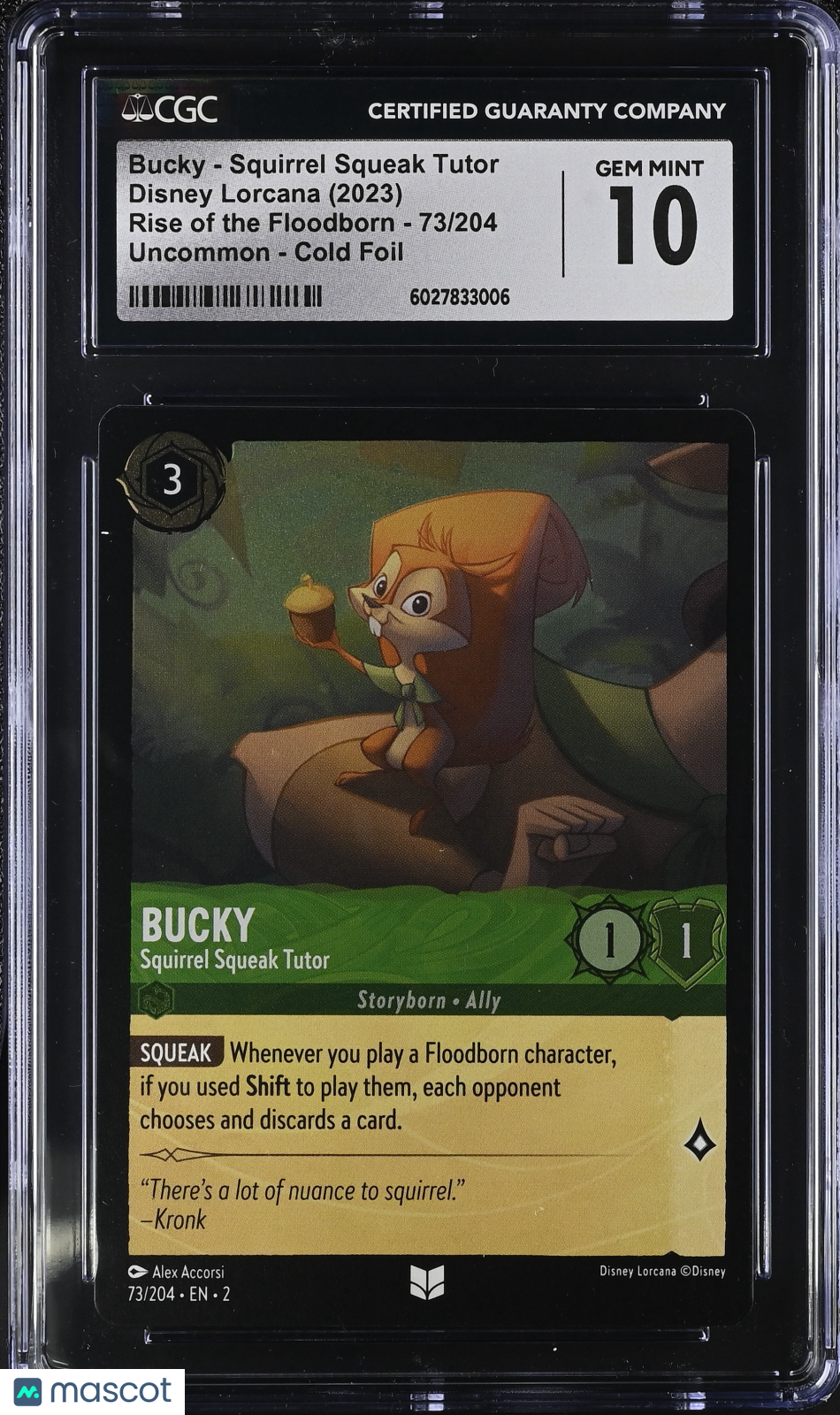 front-watermark-V2_b59bd762-9b7f-41c2-a7ee-ab640be03441 Disney Lorcana TCG Bucky #73/204 English CGC 10 - Image 1