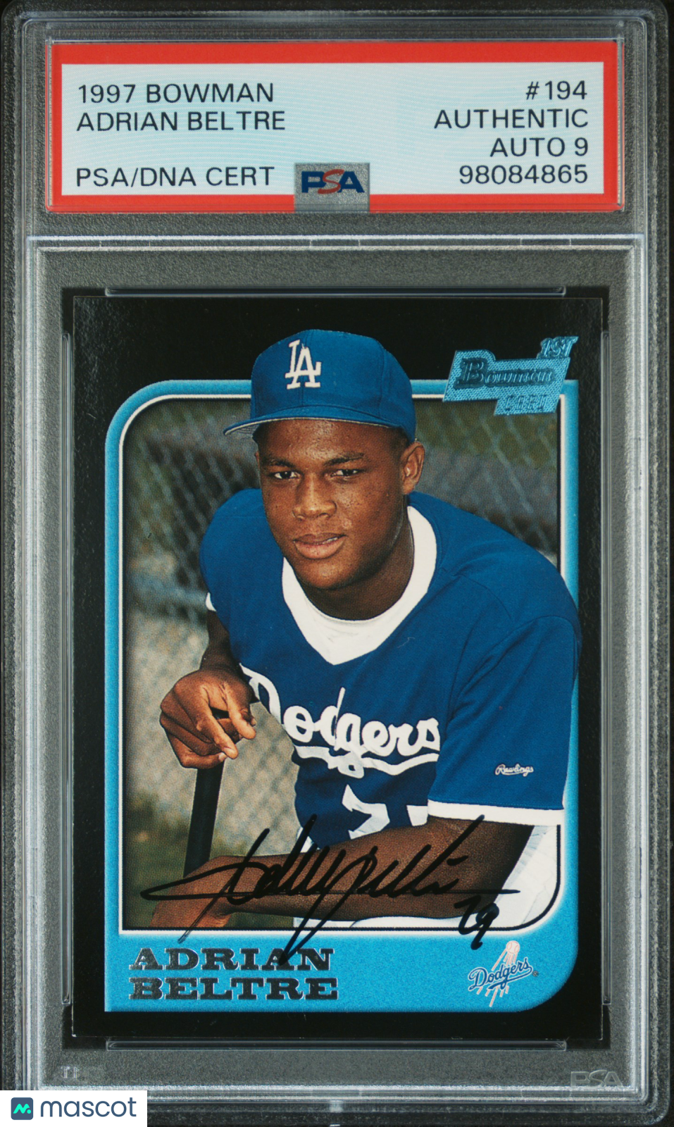 front-watermark-V2_bc9cdbf6-ec99-4770-95ff-f1883807945d 1997 Bowman Adrian Beltre #194 PSA A - Image 1
