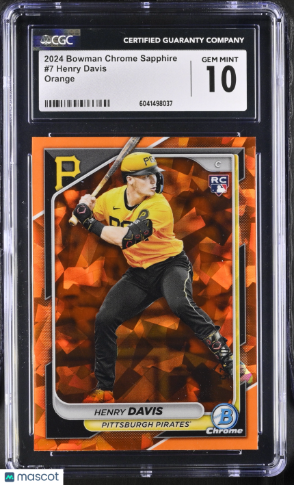 2024 Bowman Chrome Sapphire Henry Davis #7 Orange CGC 10