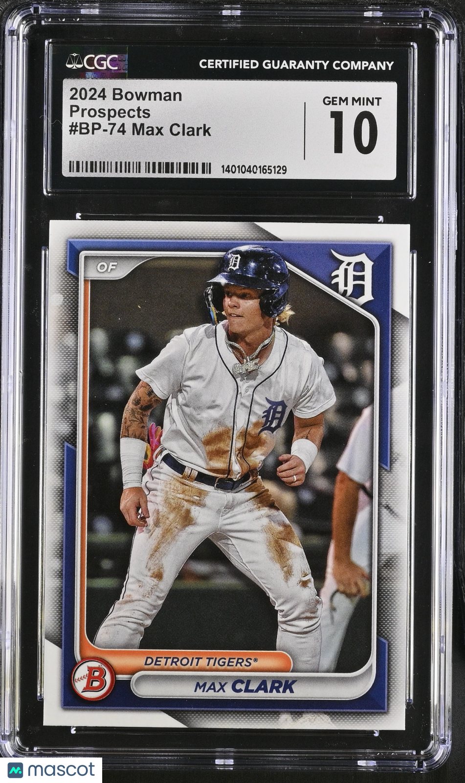 front-watermark-V2_c0e0c288-f473-4d9c-a1e8-76e319e9fde7 2024 Bowman Max Clark #BP-74 Prospects CGC 10 - Image 1