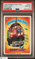 1986 Garbage Pail Kids Stickers Burt Cage #234b PSA 10