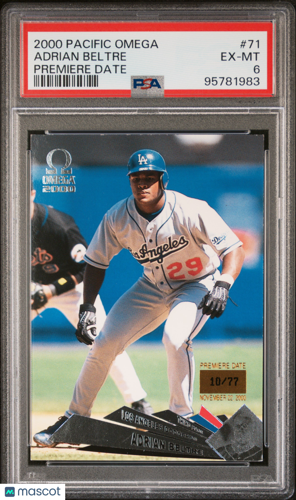 front-watermark-V2_c9757034-2cf0-4c9d-be03-c4a35ab8ab92 2000 Pacific Omega Adrian Beltre #71 PSA 6 - Image 1