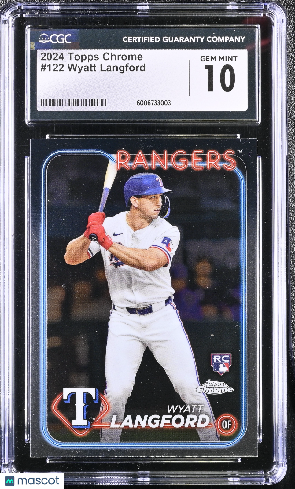 front-watermark-V2_d635f433-51b8-4570-a009-2f82af7bb36c 2024 Topps Chrome Wyatt Langford #122 CGC 10 - Image 1