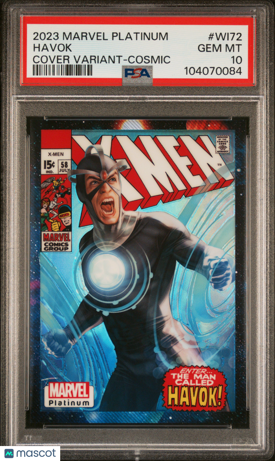 front-watermark-V2_d8fc753a-dcc5-4202-8c6f-88d0c110f3ba 2023 Upper Deck Marvel Platinum Cover Variant Havok #WI72 PSA 10 - Image 1