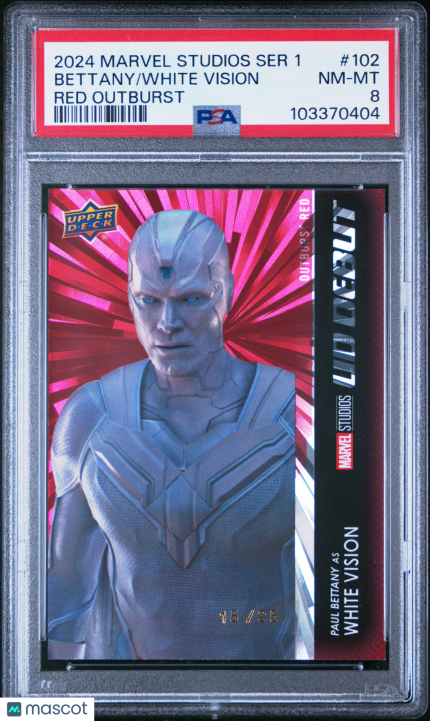 2024 Upper Deck Marvel Studios Series 1 White Vision Bettany #102 PSA 8