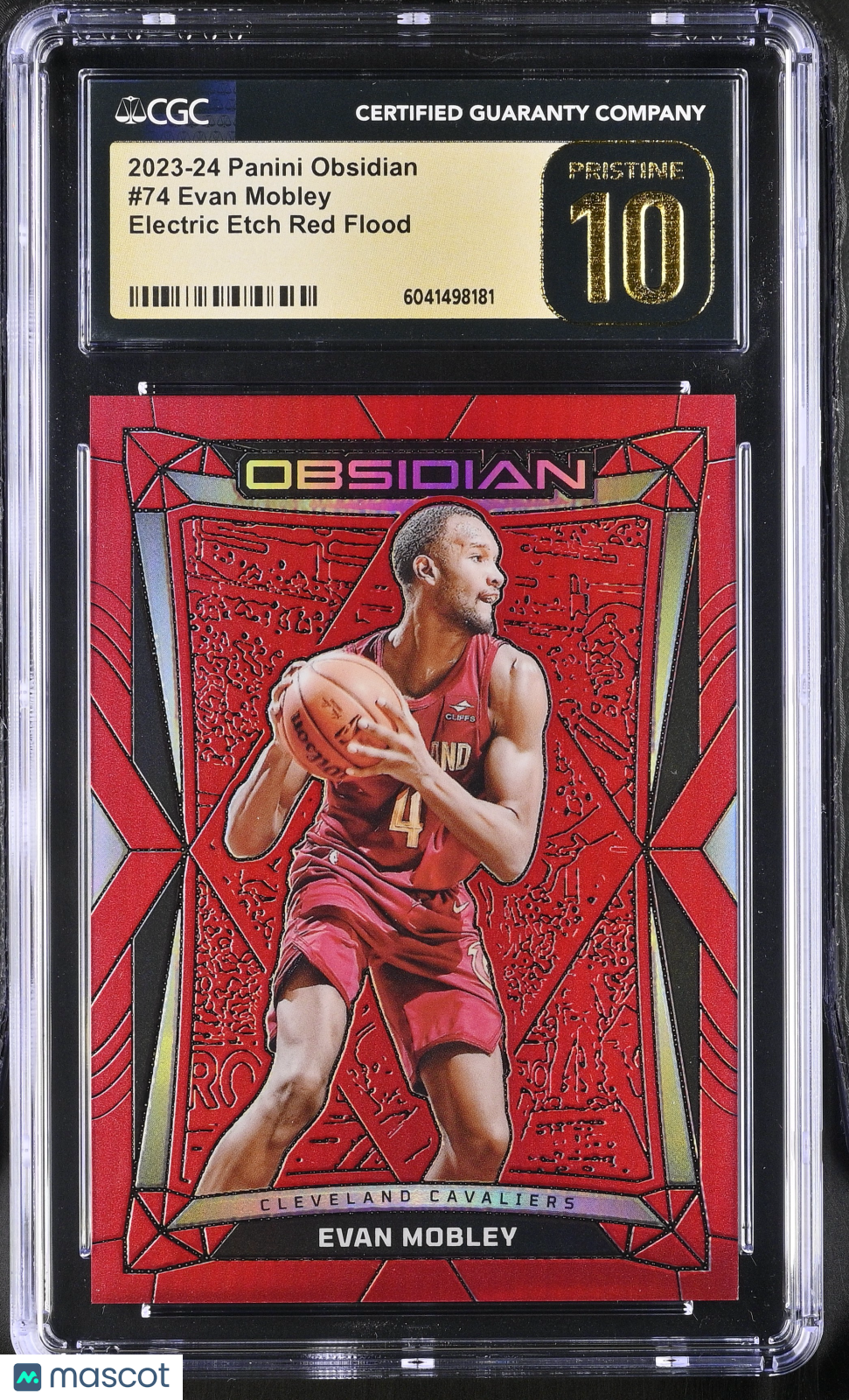 front-watermark-V2_e62c0da3-e2c4-4980-af66-f6fe9fef3678 2023-24 Panini Obsidian Evan Mobley #74 Electric Etch Red Flood CGC 10 - Image 1