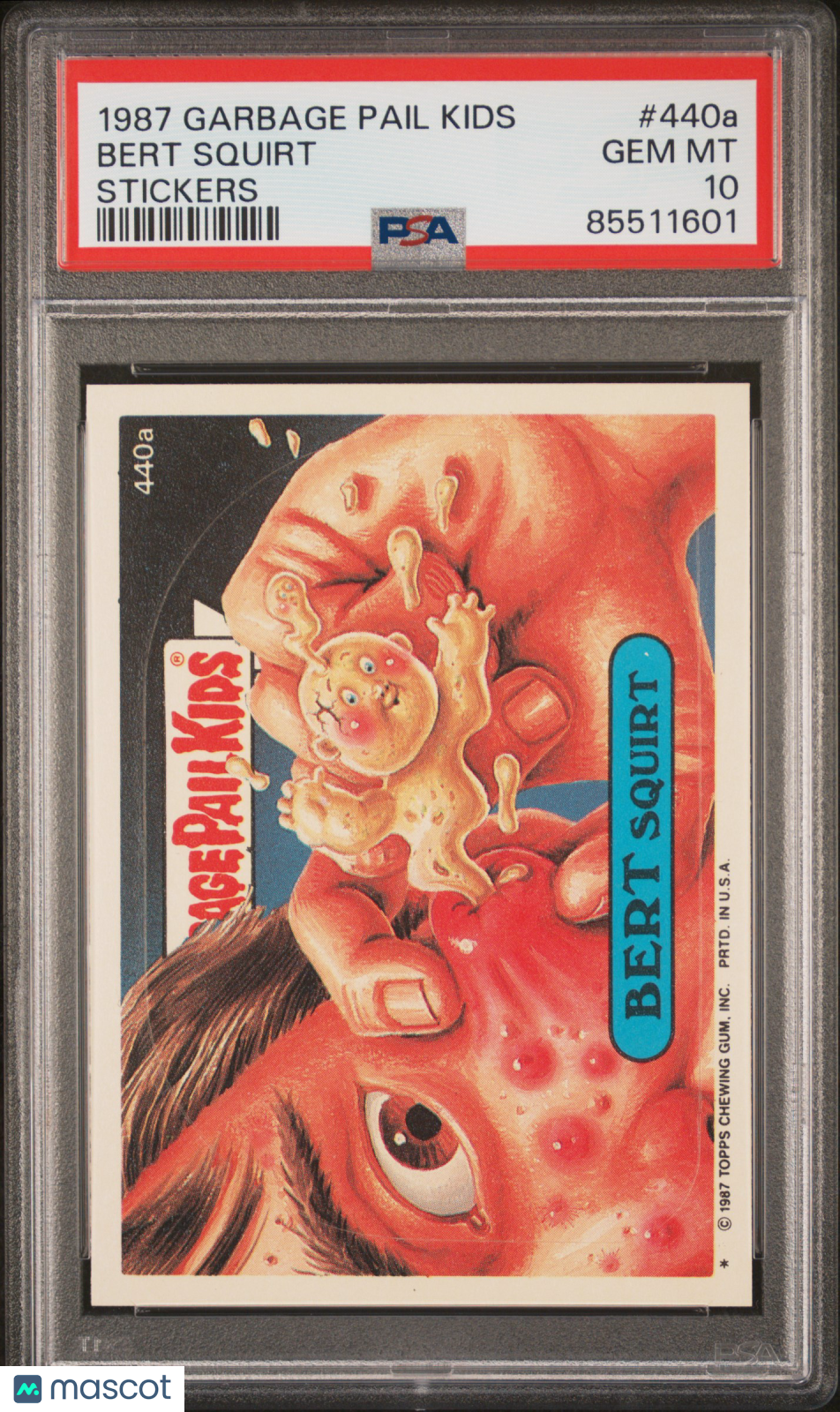 front-watermark-V2_e6d40429-26b0-40cd-873e-9397fb13b536 1987 Garbage Pail Kids Stickers Bert Squirt #440a PSA 10 - Image 1