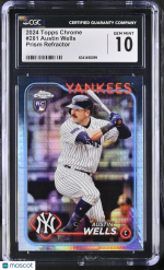 2024 Topps Chrome Austin Wells #281 Prism Refractor CGC 10