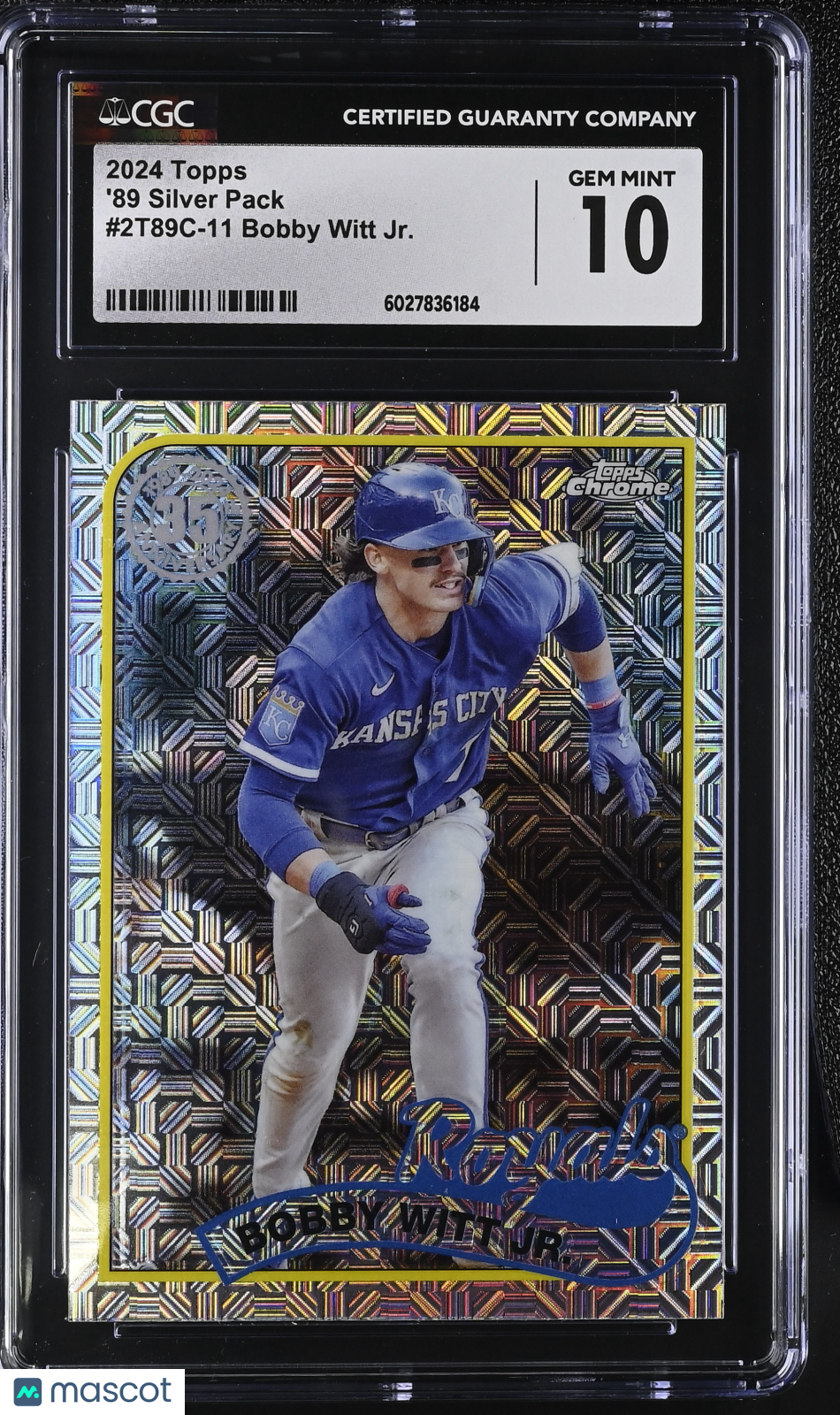 front-watermark-V2_f4602785-84b9-4569-b4b7-5db22d472bcb 2024 Topps Bobby Witt Jr. #2T89C-11 '89 Silver Pack CGC 10 - Image 1
