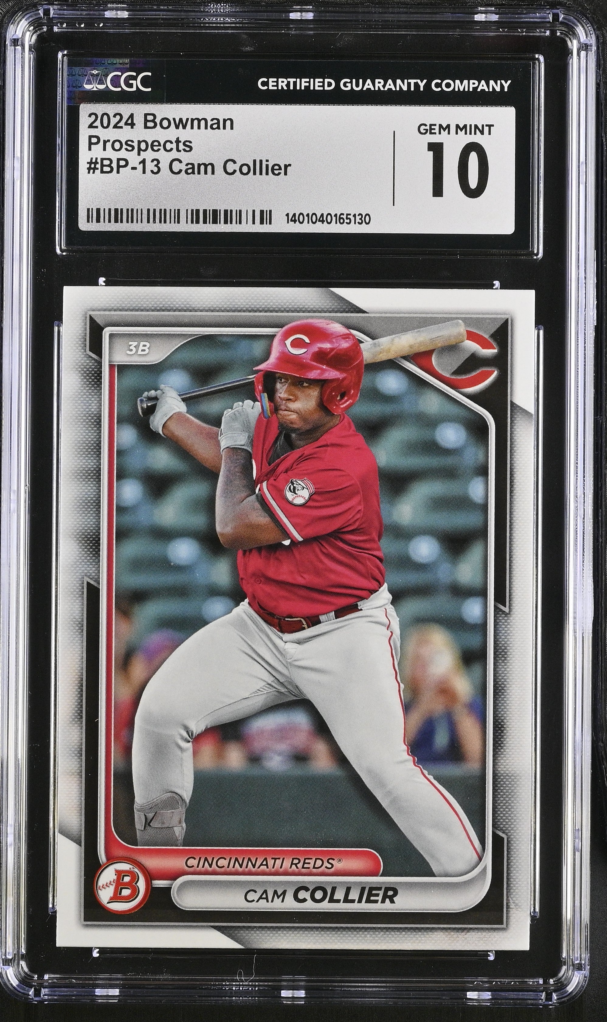 front_abbcf188-9532-449e-aa10-af8c16a394bf 2024 Bowman Cam Collier #BP-13 Prospects CGC 10 - Image 1