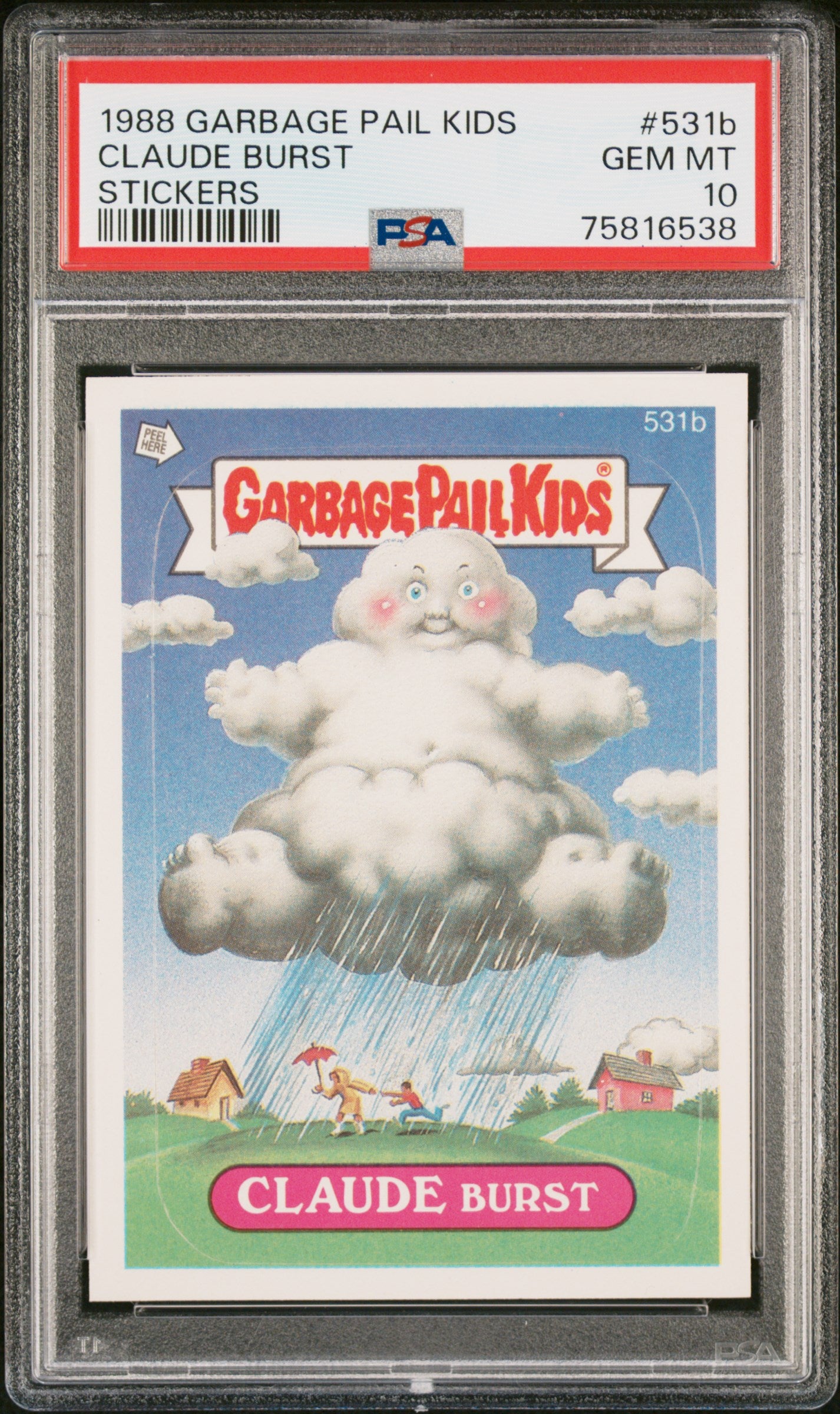 front_d3ff1077-126f-4116-a762-1abf2b984b7d 1988 Garbage Pail Kids Stickers Claude Burst #531b PSA 10 - Image 1