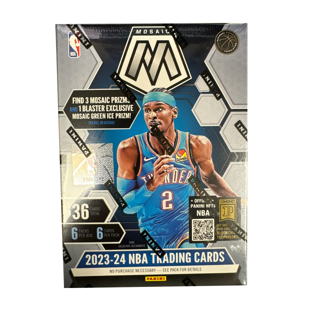 mosaic-blaster-green-prizm 2023/24 Panini Mosaic Basketball 6-Pack Hobby Blaster Box (Green Ice Prizm) - Image 1