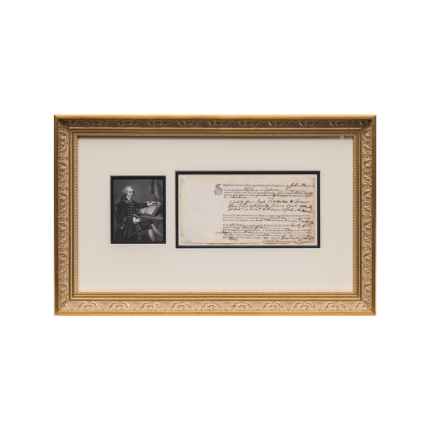 John Hancock Framed Signed Document 21x13