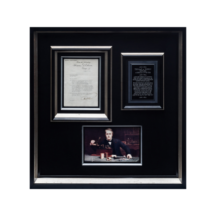 Thomas Edison Framed Signed Framed Document 38x35