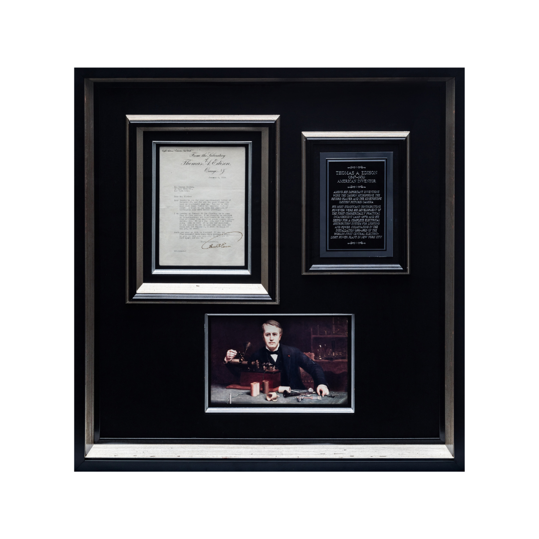 s680129065388134146_p3735_i2_w1080 Thomas Edison Framed Signed Framed Document 38x35 - Image 1
