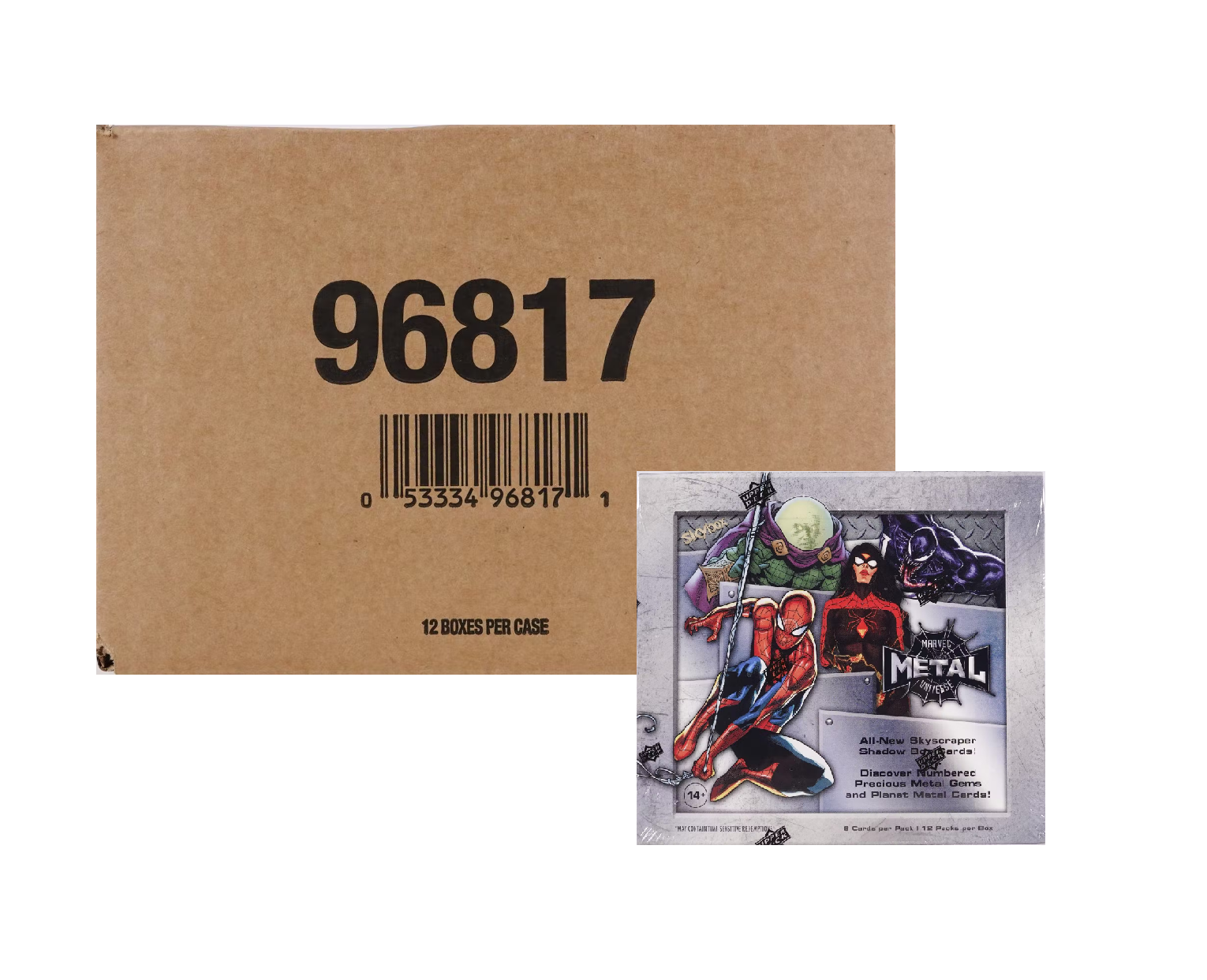 s680129065388134146_p3811_i4_w1530 2022 Upper Deck Marvel Metal Spider-Man Universe Hobby Box 12-Box Case - Image 1