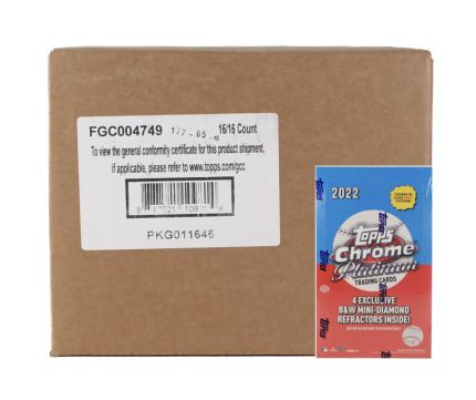 2022 Topps Chrome Platinum Anniversary Baseball Hobby LITE 16-Box Case