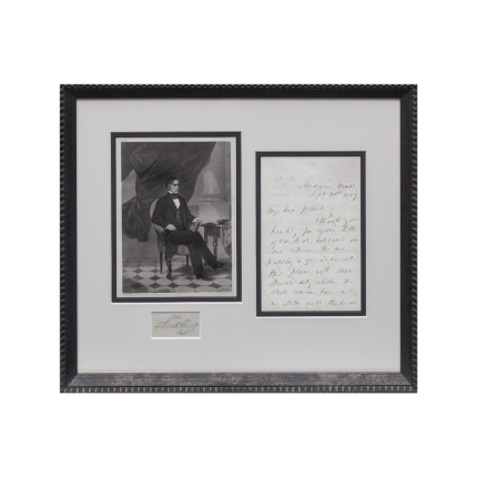 Authentic Hand Written Letter by 14th President Franklin Pierce 18x15.5