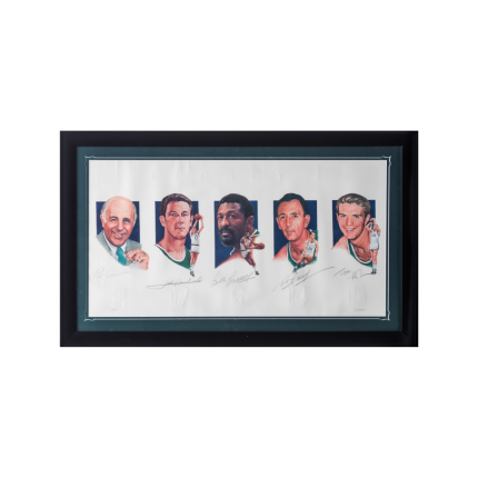 Legends Celtics Bill Russell, Bob Cousy Framed and Autographed Litho COA