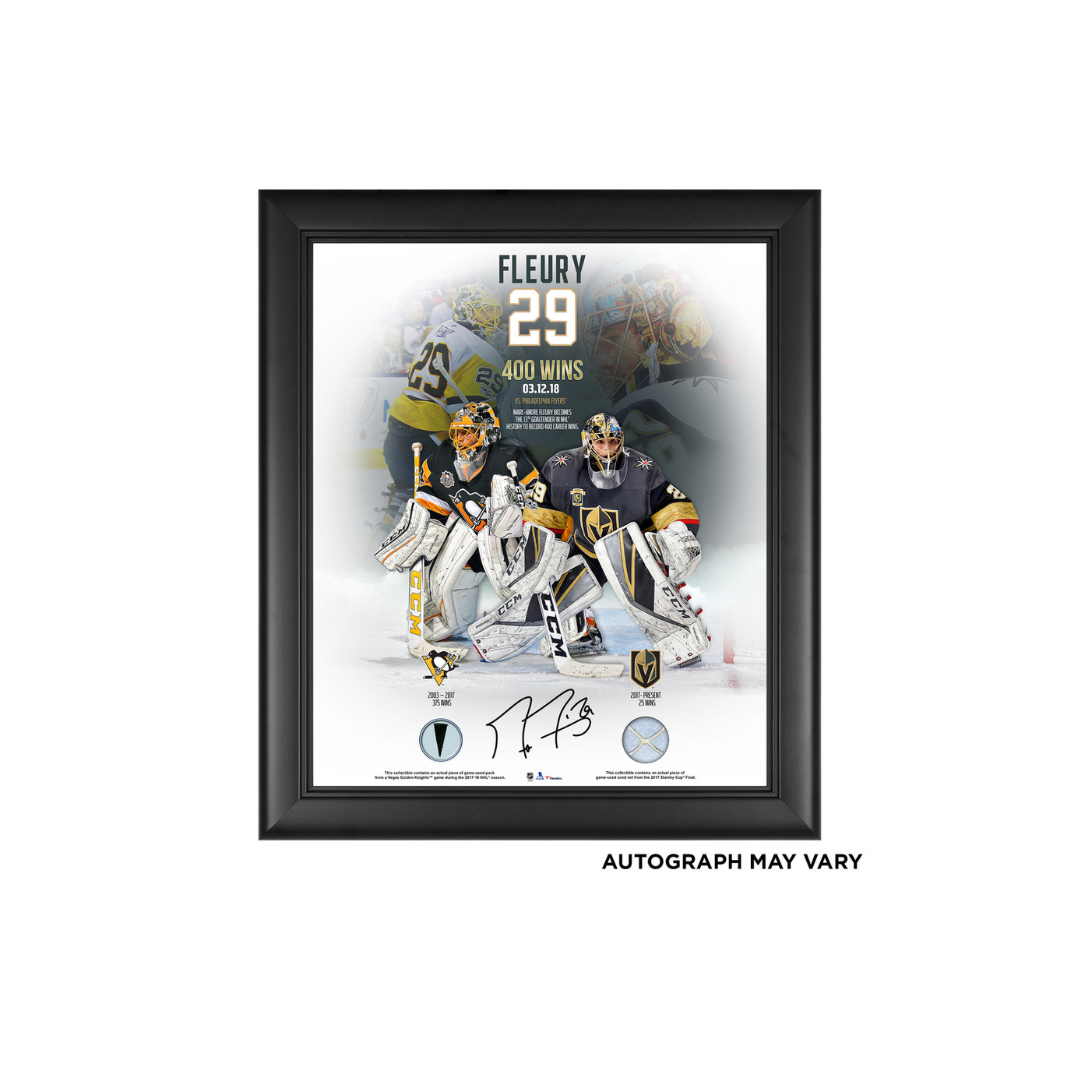 s680129065388134146_p4604_i1_w1080 Marc-Andre Fleury Vegas Golden Knights Signed 400 wins COA 20" X 24" - Image 1