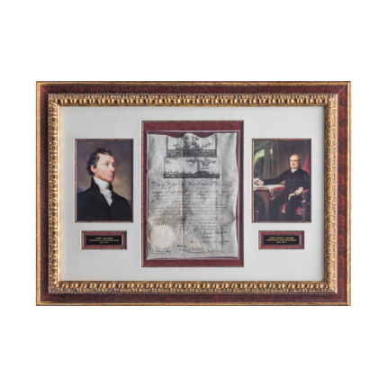 James Monroe & Quincy Adams Dual Signed Document Framed 25x35