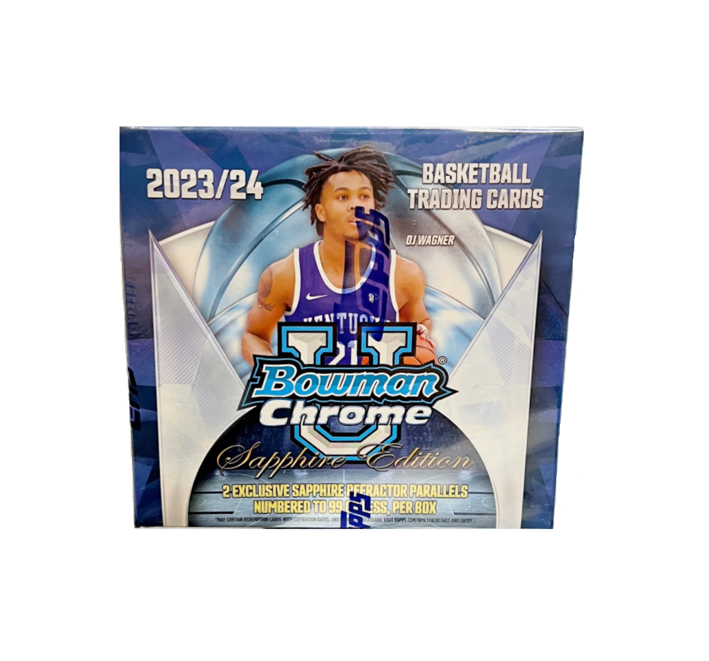 s680129065388134146_p5179_i2_w1032 2023-24 Bowman Chrome University Basketball Sapphire Edition Box - Image 1