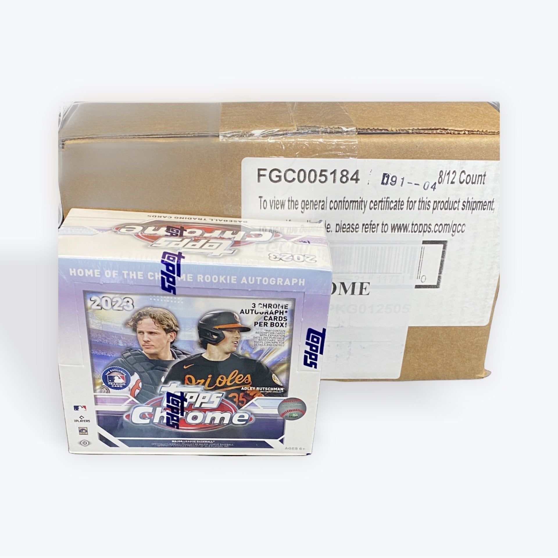 s680129065388134146_p5182_i1_w1920 2023 Topps Chrome Baseball Jumbo HTA 8-Box Case - Image 1