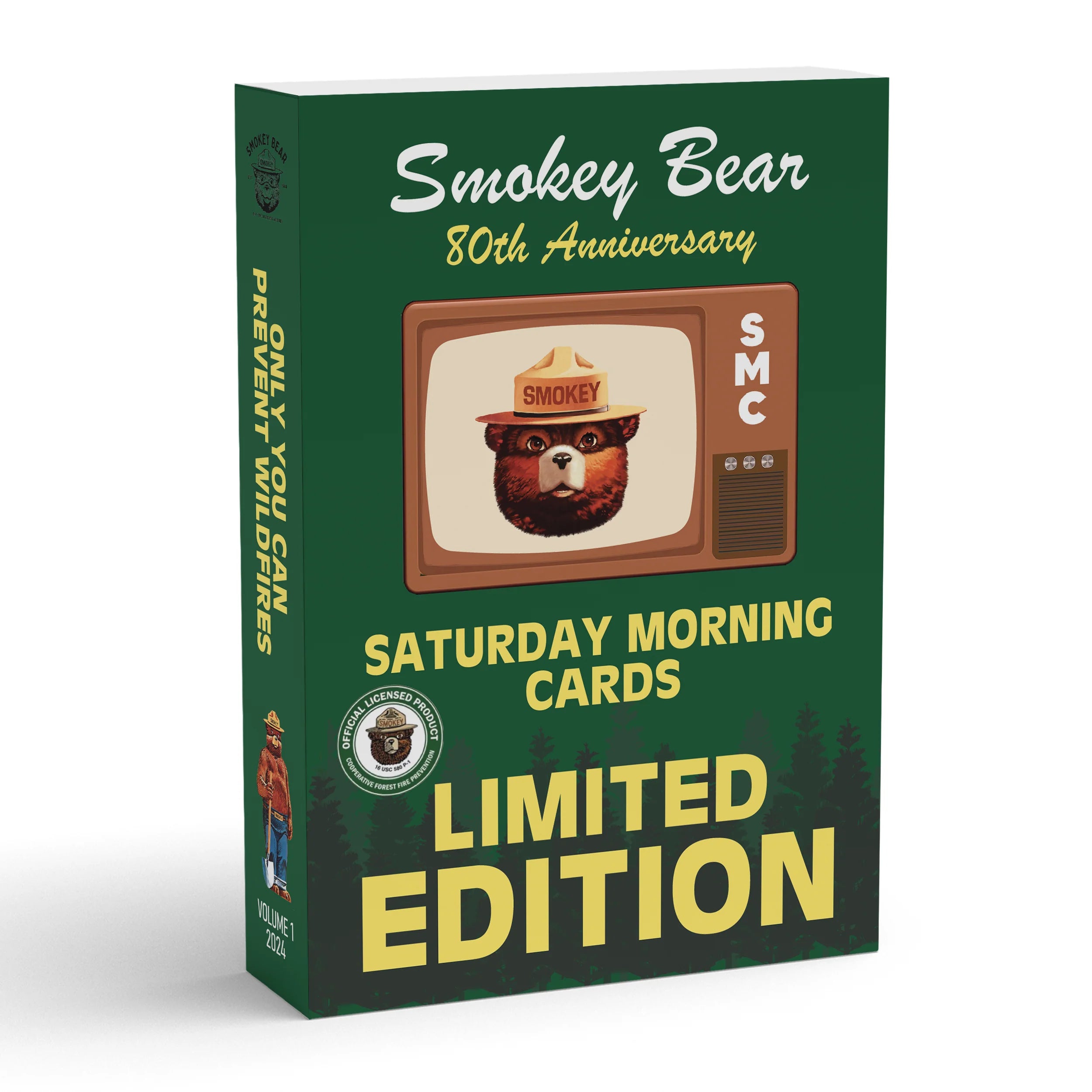 smokeygreen-box-front-moxkup 2024 Saturday Morning Cards Smokey Bear 80th Anniversary Box - Image 1